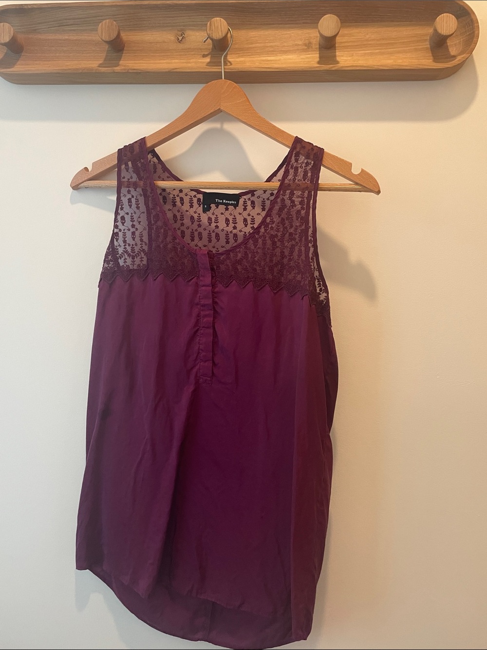 The Kooples Plum Lace-Trim Chemise in Deep Plum